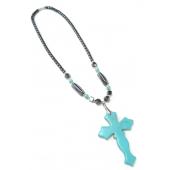 18inch Big Turquoise Cross Hematite Necklace Chain